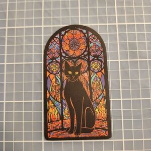 10 for $10 Sticker Stained Glass Black Cat Theme Cat